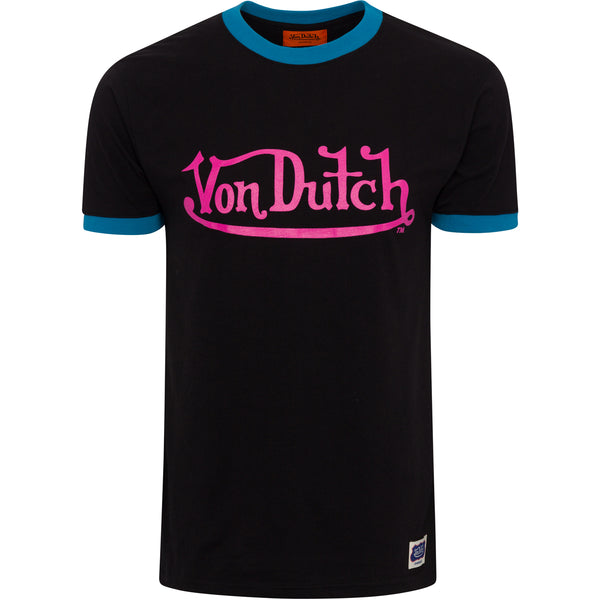 Von Dutch Black, Blue & Pink Ringer SS Tee