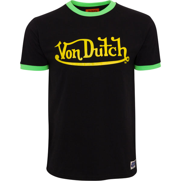 Von Dutch Black, Yellow & Green Ringer SS Tee