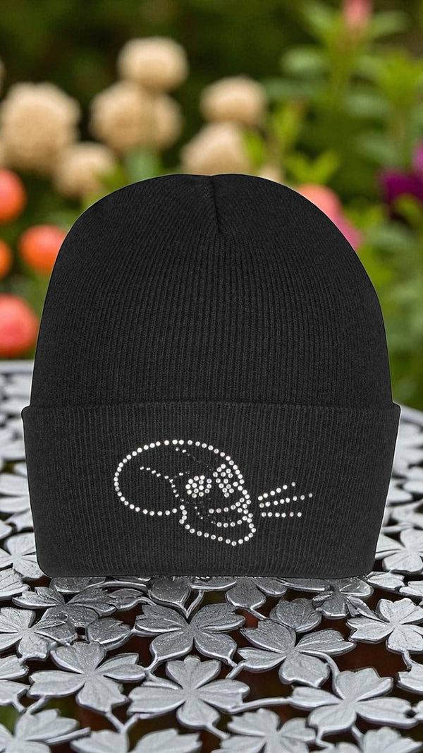 BABBLING SKULL CRYSTAL BLACK BEANIE