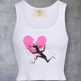 PINK HEART BREAKER CROP TANK