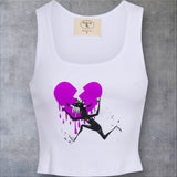 PURPLE HEART BREAKER CROP TANK WHITE