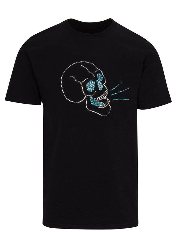 BABBLING SKULL BLUE CRYSTAL BLACK SS TSHIRT