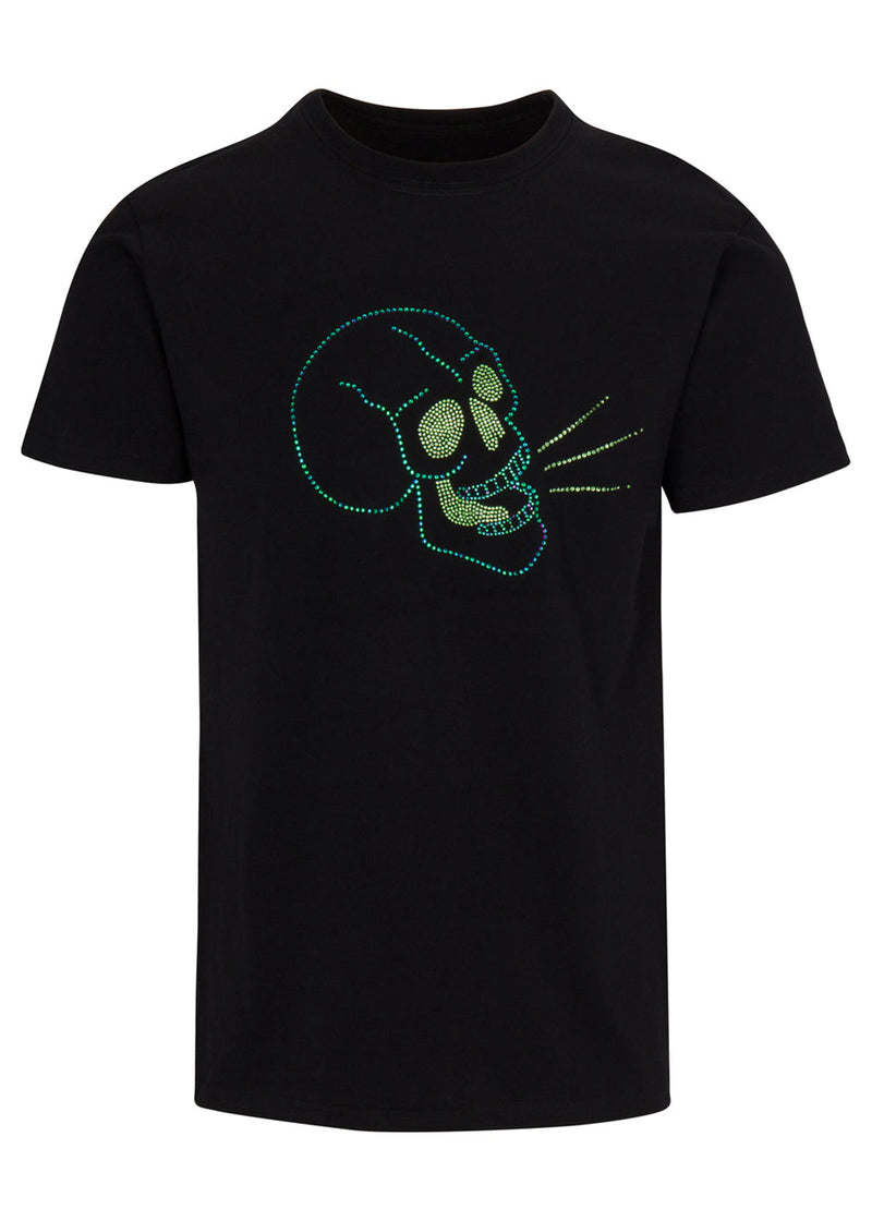 BABBLING SKULL GREEN CRYSTAL BLACK SS TSHIRT