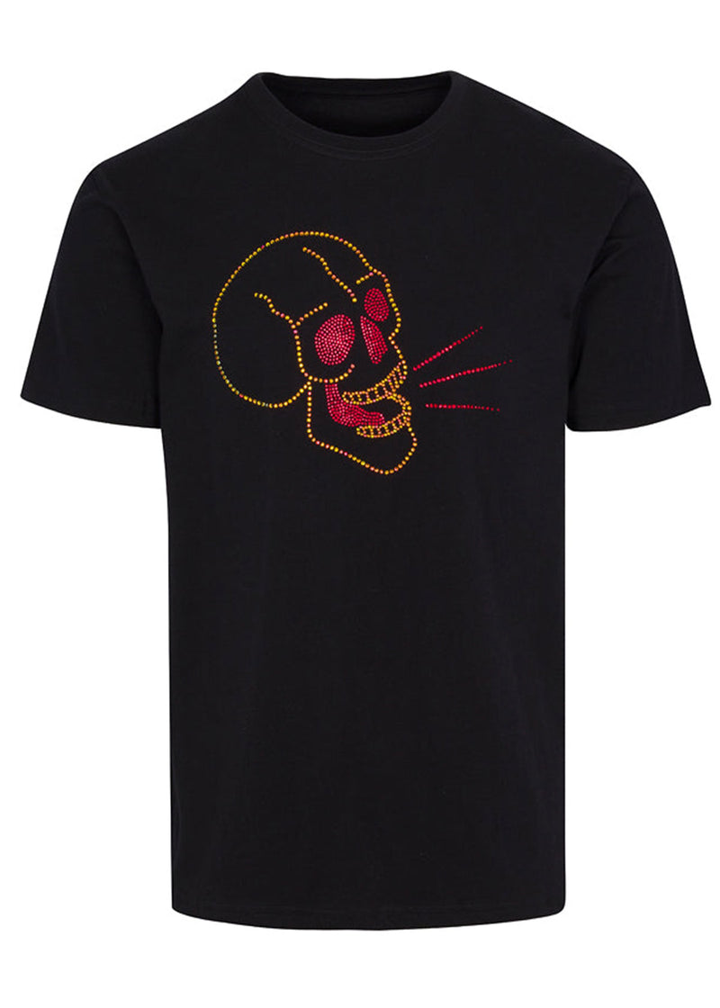 BABBLING SKULL RED CRYSTAL BLACK SS TSHIRT